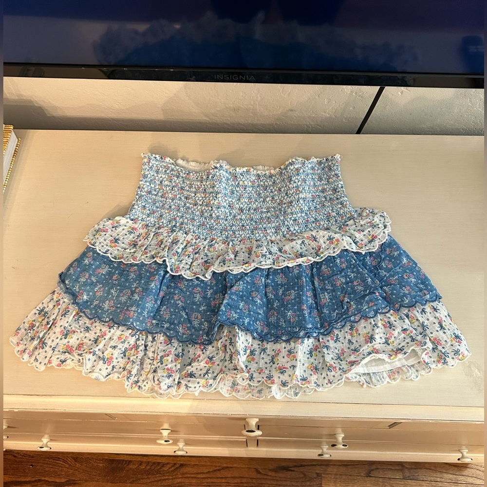LoveShackFancy Daffodil Skirt (Blue, Pink, and White)